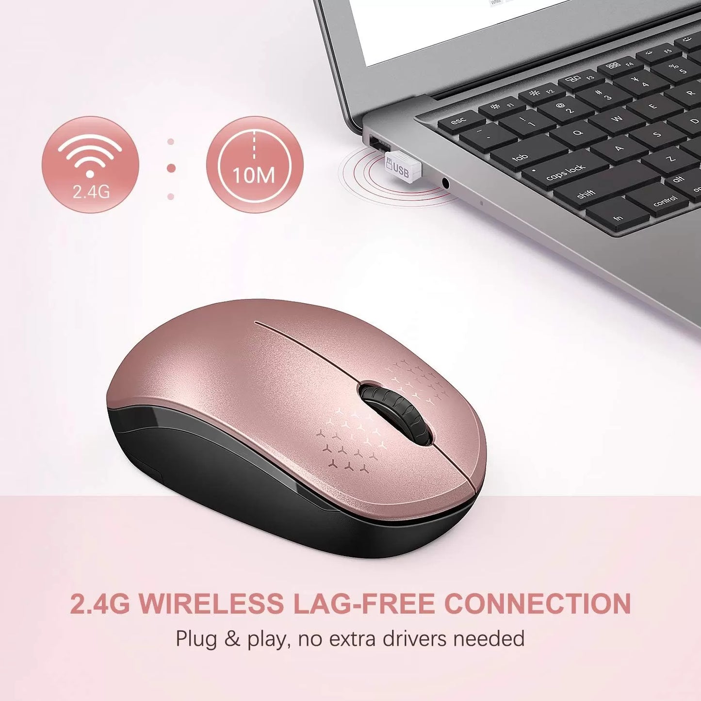 seenda Wireless Mouse, 2.4G Noiseless Mouse with USB Receiver - Portable Computer Mice for PC, Tablet, Laptop with Windows System - Mint Green
