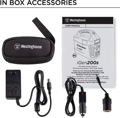 Westinghouse 155Wh 150 Peak Watt Portable Power Station and Solar Generator, Pure Sine Wave AC Outlet, Backup Lithium Battery for Camping, Home, Travel, Indoor/Outdoor Use (Solar Panel Not Included)