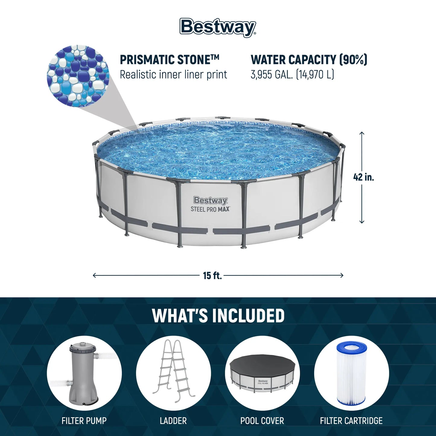 Bestway Steel Pro MAX Round Above Ground Swimming Pool Outdoor