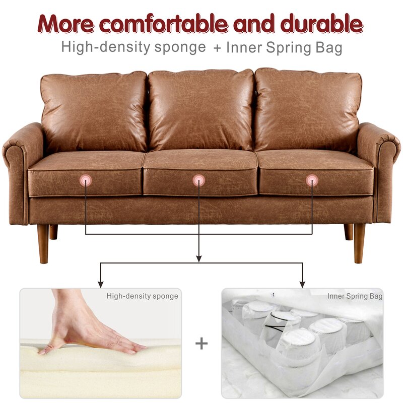 Ainsley 73.6'' Vegan Leather Sofa