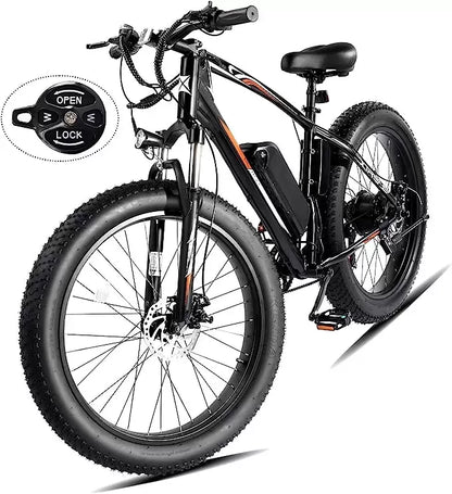 26"x4" Fat Tire Ebike Electric Bicycle, 500W 48V 13AH Removable Battery, 20MPH Electric Mountain Bike Snow Beach E-Bike Suspension Fork, Shimano 7 Speed