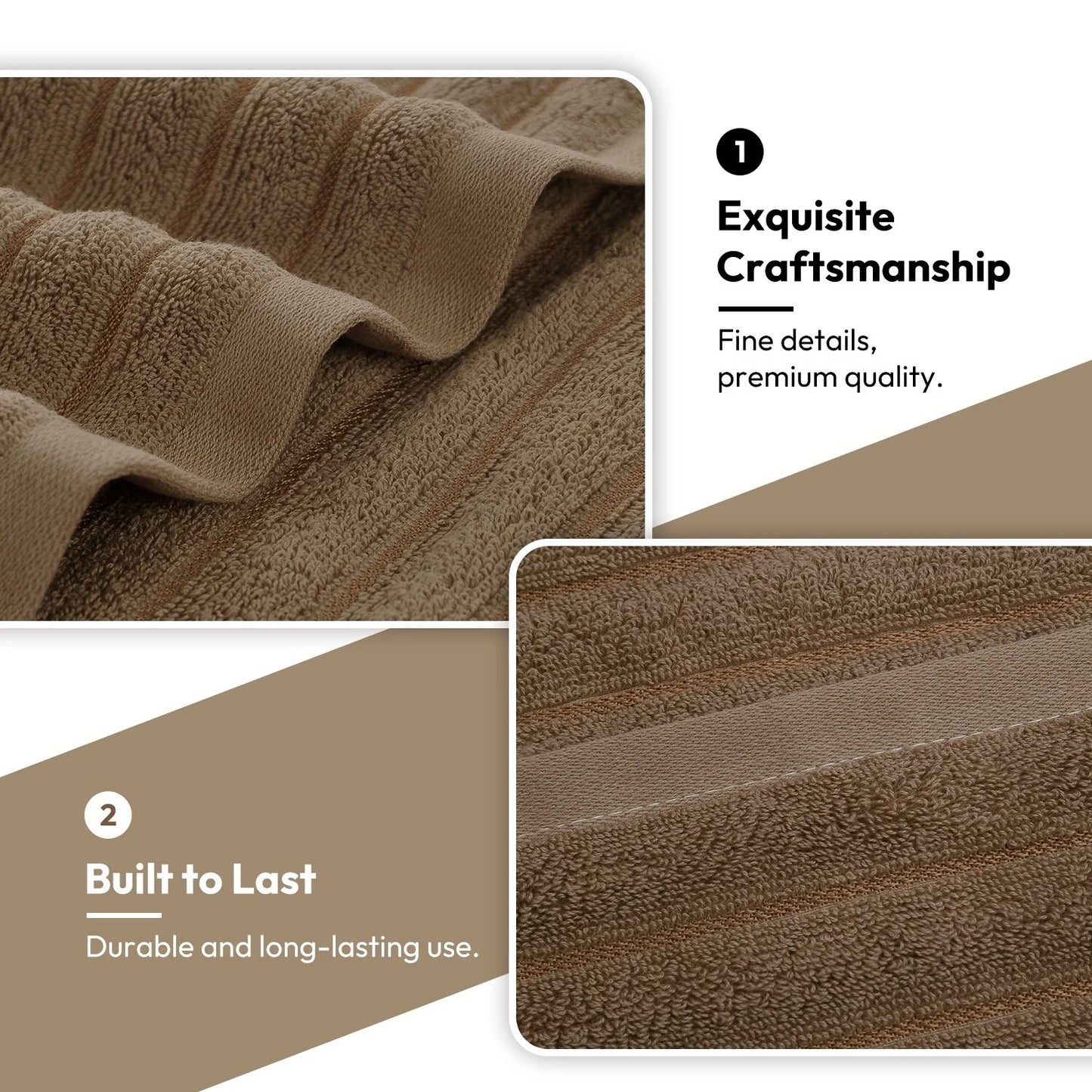 8 Piece Oversized Bath Towel Set, 100% Cotton Bath Towels, Highly Absorbant Bordered Towels