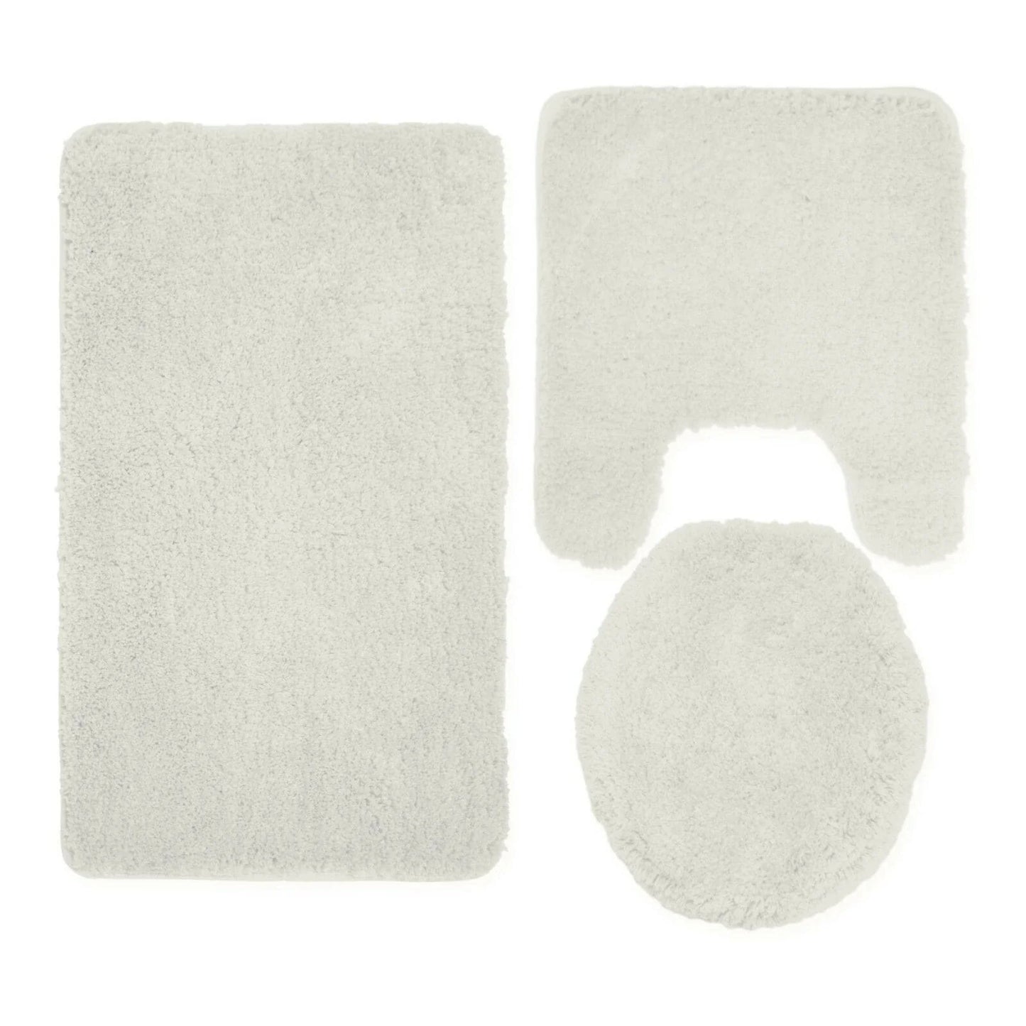 Queen Mary 3 Piece Bathroom Rug Set, Luxury Soft Plush Bath Mat, Contour Rug, Lid Cover, Non-Slip