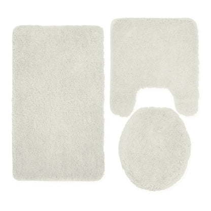 Queen Mary 3 Piece Bathroom Rug Set, Luxury Soft Plush Bath Mat, Contour Rug, Lid Cover, Non-Slip