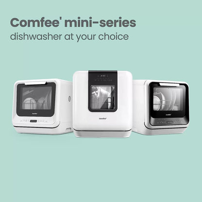 COMFEE' Portable Dishwasher Countertop, Mini Dishwasher with 5L Built-in Water Tank, No Hookup Needed, 6 Programs, 360° Dual Spray, 192°F High-Temp& Air-Dry Function, Dishwasher for Apartments& RVs