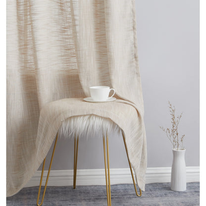 HLC.me Madison Faux Linen Textured Sheer Privacy Sun Light Filtering Window Grommet Thick Curtains Panels, Set of 2