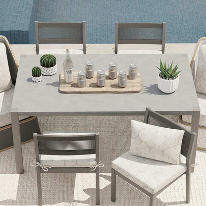 Grey Patna Geo Outdoor Square Seat Cushion