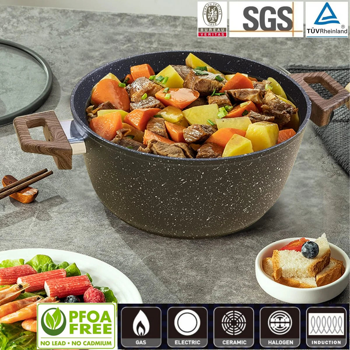 Pots and Pans Set Non stick, Ceramic Cookware Set Nonstick Kitchen Cooking Set w/Frying Pan Saucepan Saute Pan Casserole