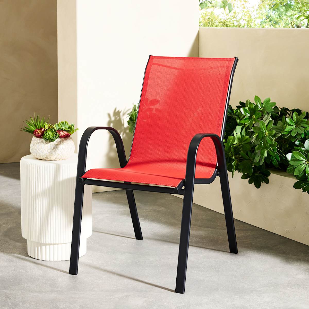 Stackable Sling Patio Chair, Red