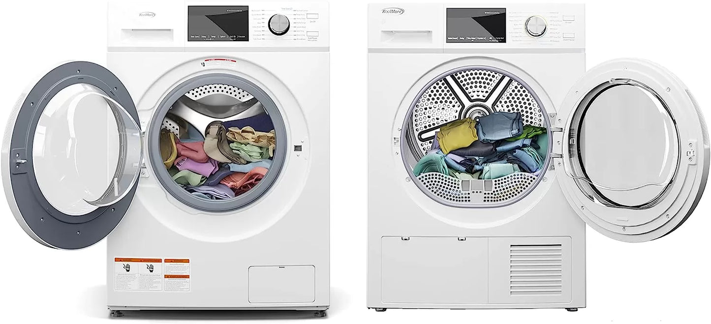 KoolMore FLW-3CWH Front Load Machine, 2.7 Cu. Ft, Space Saving Unit with 20-Minute Quick, 12 Washing Cycles, Quiet Inverter Motor [120V],