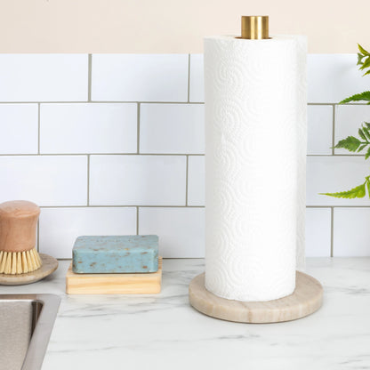 Marble Paper Towel Holder with Brass Accent Band