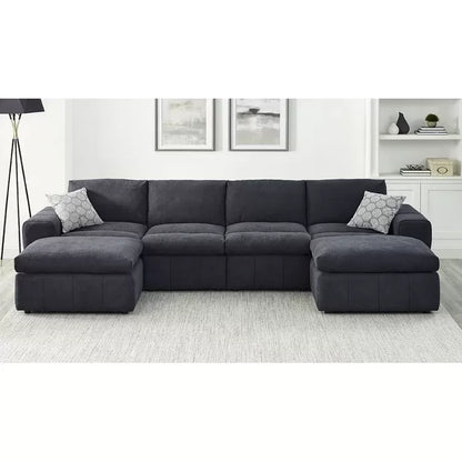 Anchoretta 134" Wide Reversible Modular Sectional with Ottoman