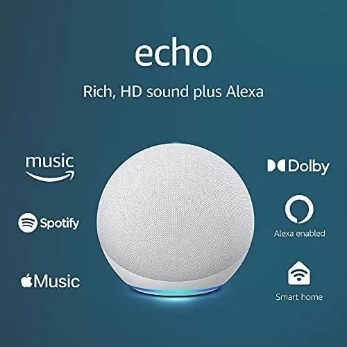 Echo (4th Gen) | With premium sound, smart home hub, and Alexa | Glacier White