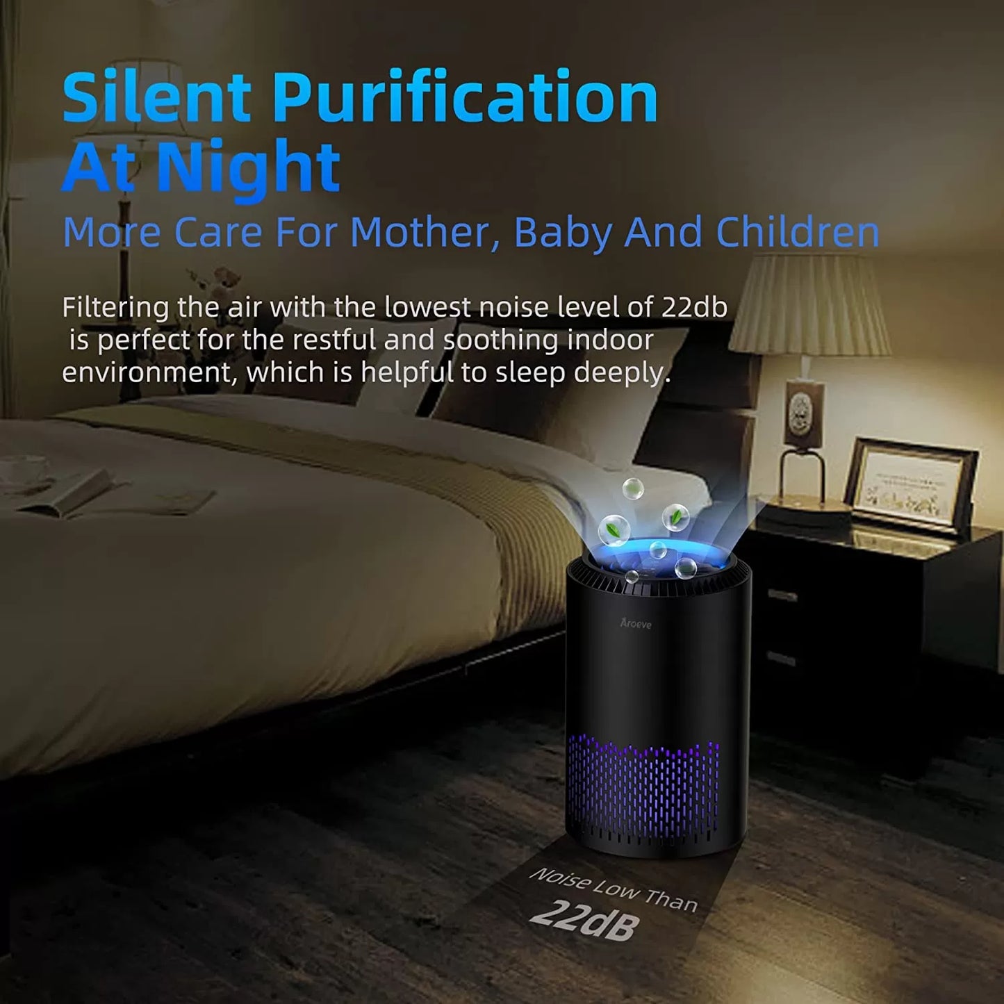 AROEVE Air Purifiers for Home, HEPA Air Purifiers Air Cleaner For Smoke Pollen Dander Hair Smell Portable Air Purifier with Sleep Mode Speed Control For Bedroom Office Living Room, MK01- White