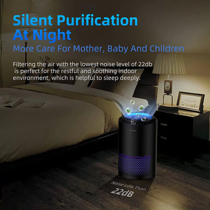 AROEVE Air Purifiers for Home, HEPA Air Purifiers Air Cleaner For Smoke Pollen Dander Hair Smell Portable Air Purifier with Sleep Mode Speed Control For Bedroom Office Living Room, MK01- White