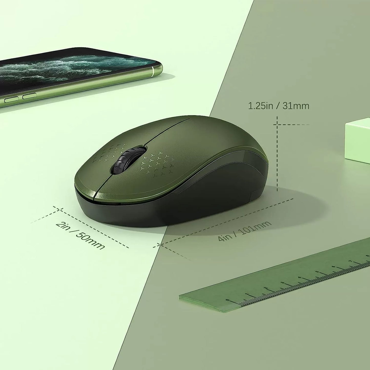 seenda Wireless Mouse, 2.4G Noiseless Mouse with USB Receiver - Portable Computer Mice for PC, Tablet, Laptop with Windows System - Mint Green