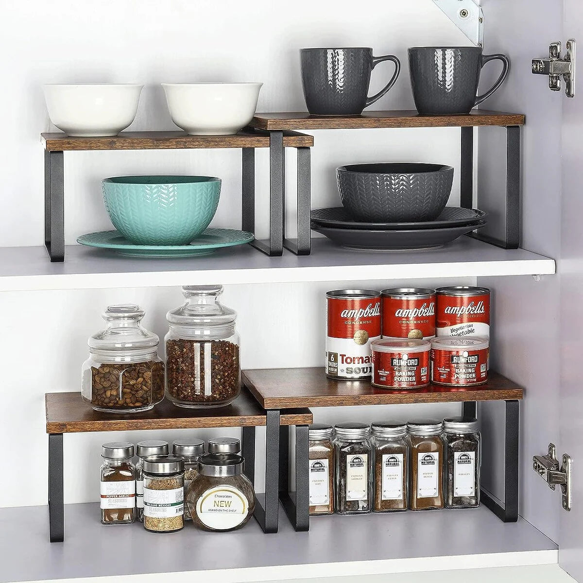 Stackable Kitchen Cabinet Shelves Organizer