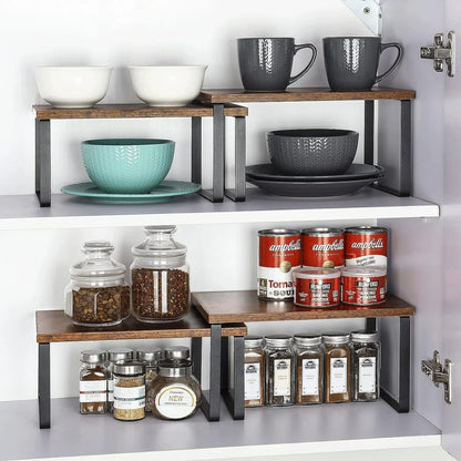 Stackable Kitchen Cabinet Shelves Organizer