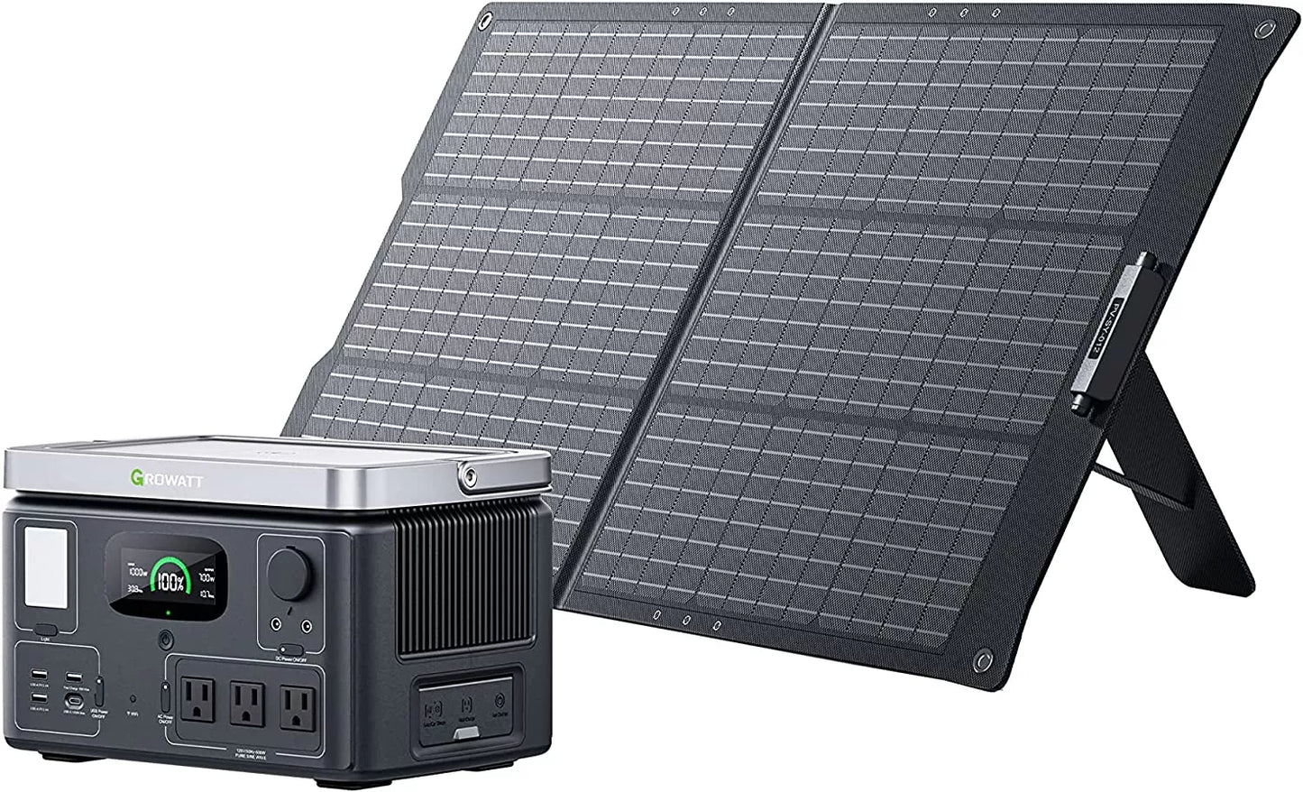 GROWATT Portable Power Station Generators: VITA550 Solar Generator (Solar Panel Optional) with 538Wh LiFePO4 Battery,1 Hour Fast Charging, 600W (1200W Surge) Output for Outdoor Camping/RVs/Home Use