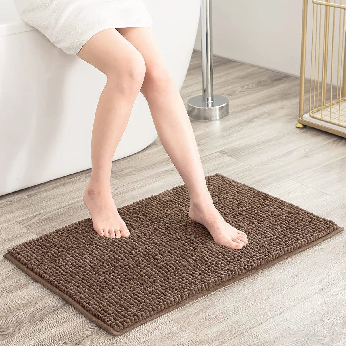 Subrtex Luxury Chenille Bath Rugs Soft Bathroom Mats