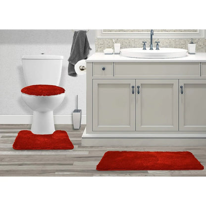 Queen Mary 3 Piece Bathroom Rug Set, Luxury Soft Plush Bath Mat, Contour Rug, Lid Cover, Non-Slip