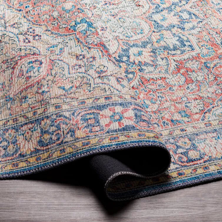 Bria Machine Washable Oriental Dusty Sage/Olive Area Rug