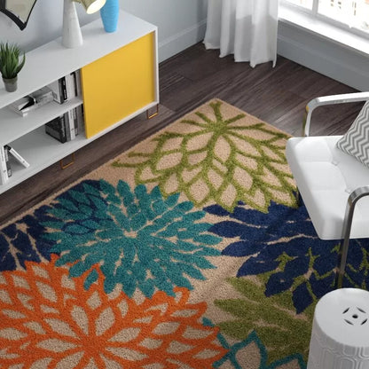 Miraloma Green/Red/Orange Indoor/Outdoor Rug