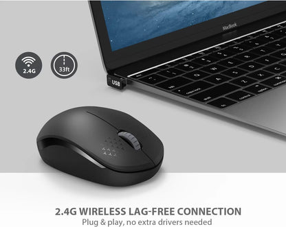 seenda Wireless Mouse, 2.4G Noiseless Mouse with USB Receiver - Portable Computer Mice for PC, Tablet, Laptop with Windows System - Mint Green