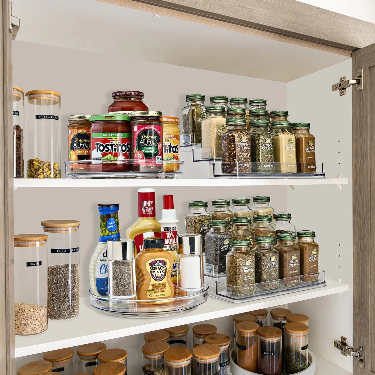 Sorbus Spices Organizer Set with Lazy Susan and 3-Tier Spice Shelf - 10" L x 9.25" W x 4" H