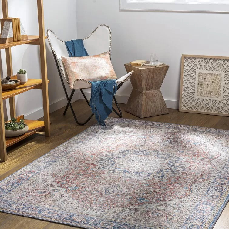 Bria Machine Washable Oriental Dusty Sage/Olive Area Rug
