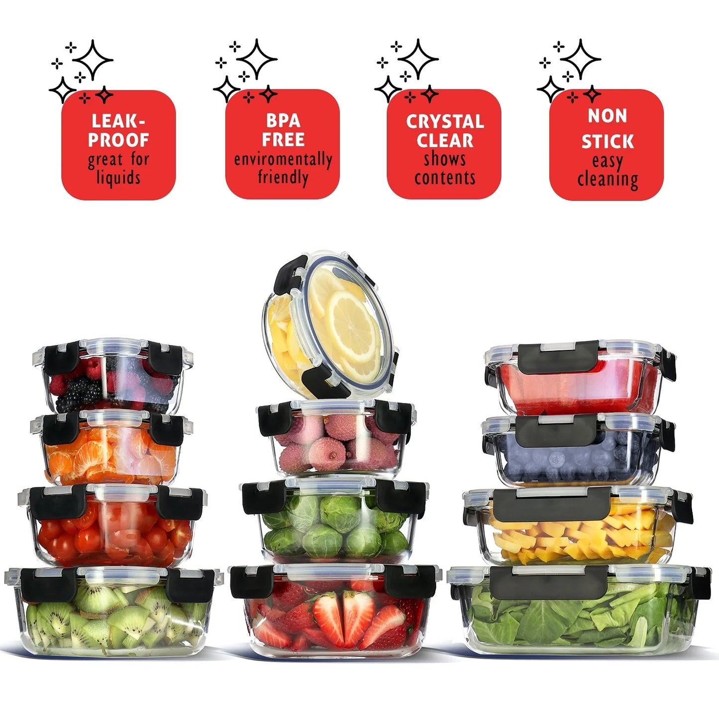 Eatex Glass Food Storage Containers with Lids