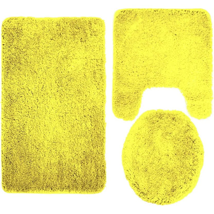 Queen Mary 3 Piece Bathroom Rug Set, Luxury Soft Plush Bath Mat, Contour Rug, Lid Cover, Non-Slip