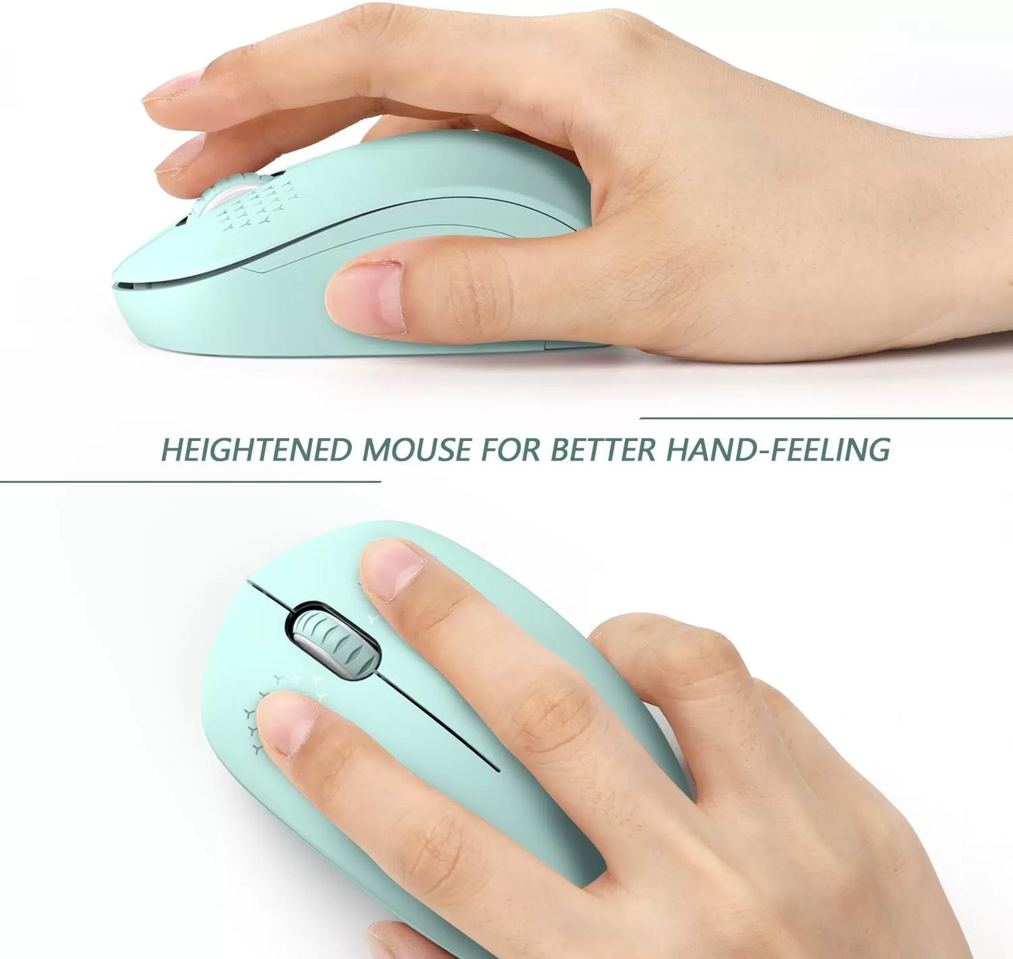 seenda Wireless Mouse, 2.4G Noiseless Mouse with USB Receiver - Portable Computer Mice for PC, Tablet, Laptop with Windows System - Mint Green