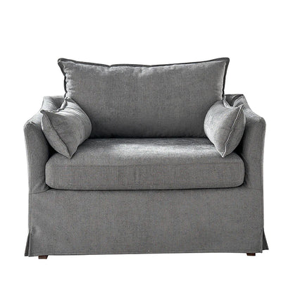 Miles Slipcovered Armchair with Large Ottoman