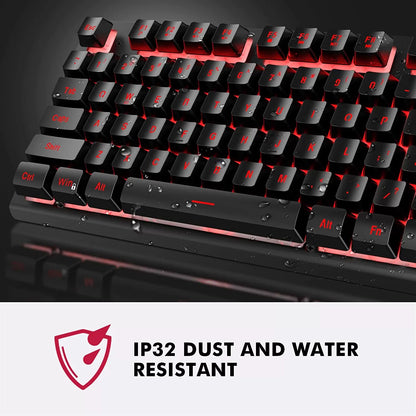 NPET K10 Wired Gaming Keyboard, LED Backlit, Spill-Resistant Design, Multimedia Keys, Quiet Silent USB Membrane Keyboard for Desktop, Computer, PC (Black)