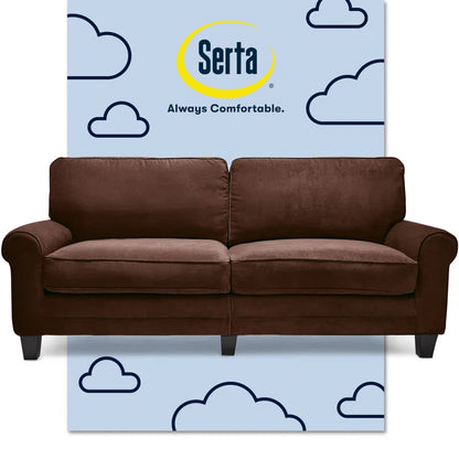 Serta Copenhagen 78" Sofa Couch for Two People with Pillowed Back Cushions and Rounded Arms