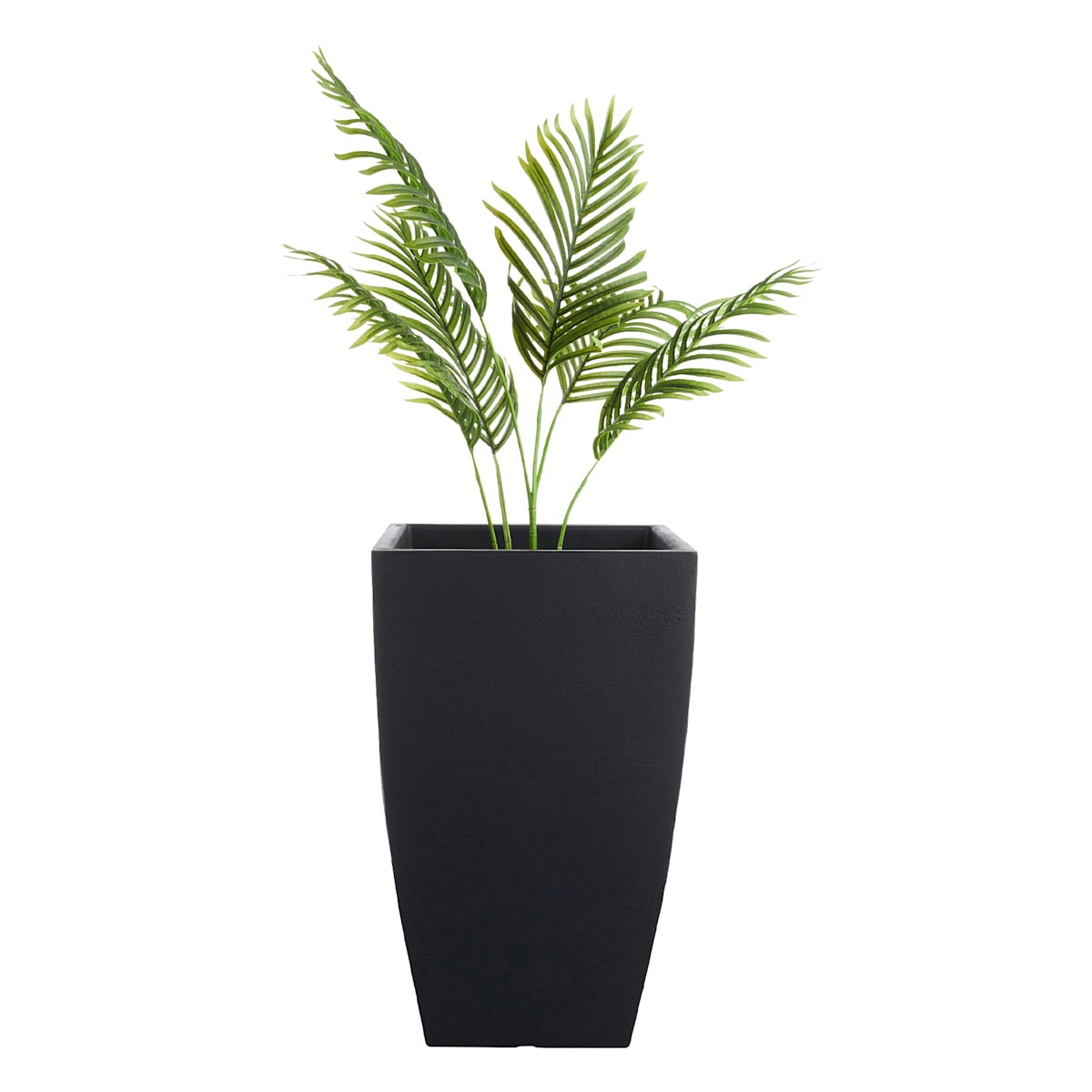 Japi All-Weather Black Lead Modern Square Outdoor Planter, Large