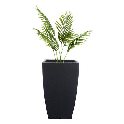 Japi All-Weather Black Lead Modern Square Outdoor Planter, Large