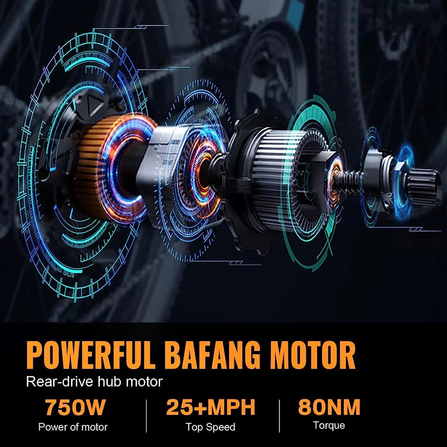 BFISPORT EB26 Electric Bike for Adults 750W/Peak 1000W Electric Bicycle 48V 15AH LG Battery Electric Bike 26" Fat Tire Mountain28mph Shimano 21 Speed Gears Dual Shock Absorber Electric Bike