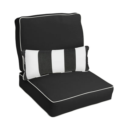 Sorra Home Oakley Sunbrella Solid Indoor/ Outdoor Corded Chair Cushion Set and Lumbar Pillow