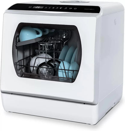 Hermitlux Countertop Dishwasher, 5 Washing Programs Portable Dishwasher With 5-Liter Built-in Water Tank, No Hookup Needed