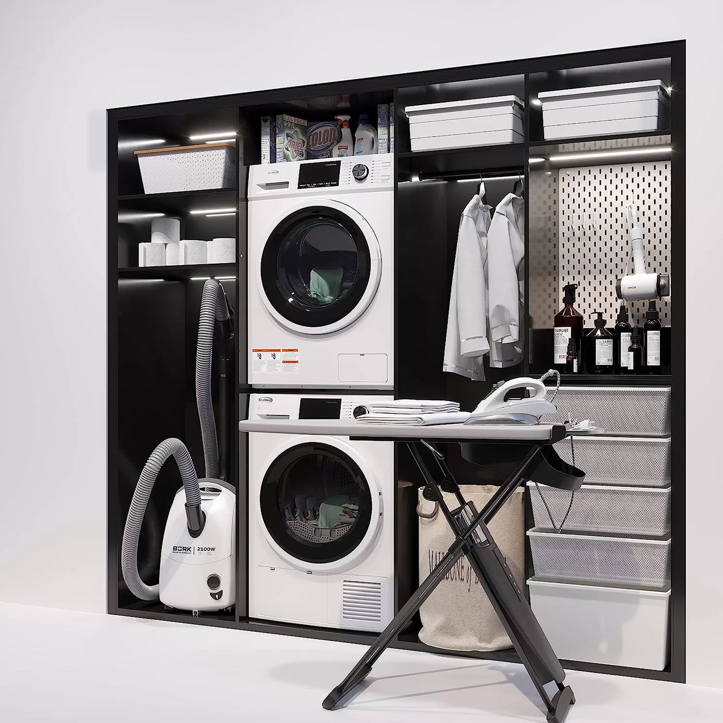 KoolMore FLW-3CWH Front Load Machine, 2.7 Cu. Ft, Space Saving Unit with 20-Minute Quick, 12 Washing Cycles, Quiet Inverter Motor [120V],