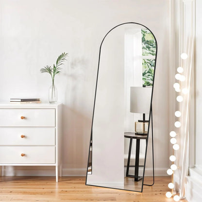 Full Length Mirror with Stand, Floor Mirror with Aluminum Alloy Frame for Bedroom, Standing Full Body Mirror for Wall, Cloakroom