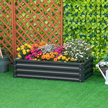 Outsunny Raised Garden Bed Box with Weatherized Steel Frame for Vegetables, Flowers, Plants and Herbs