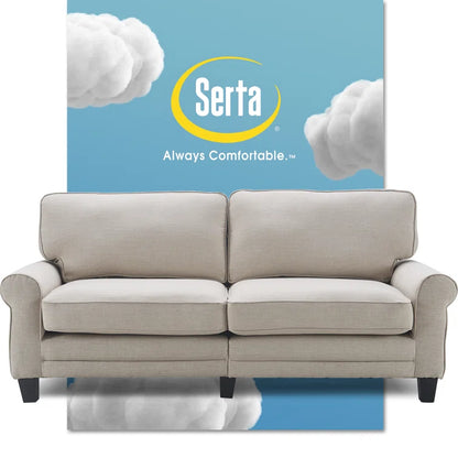 Serta Copenhagen 78" Sofa Couch for Two People with Pillowed Back Cushions and Rounded Arms