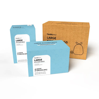 Qualiazero 21 Gallon Drawstring Trash Bag - 45 Bags - Scented or unscented