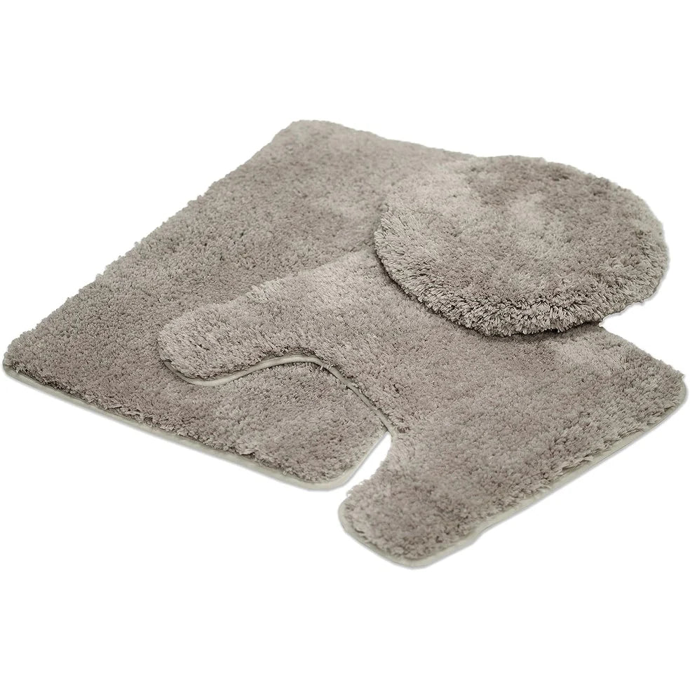 Queen Mary 3 Piece Bathroom Rug Set, Luxury Soft Plush Bath Mat, Contour Rug, Lid Cover, Non-Slip