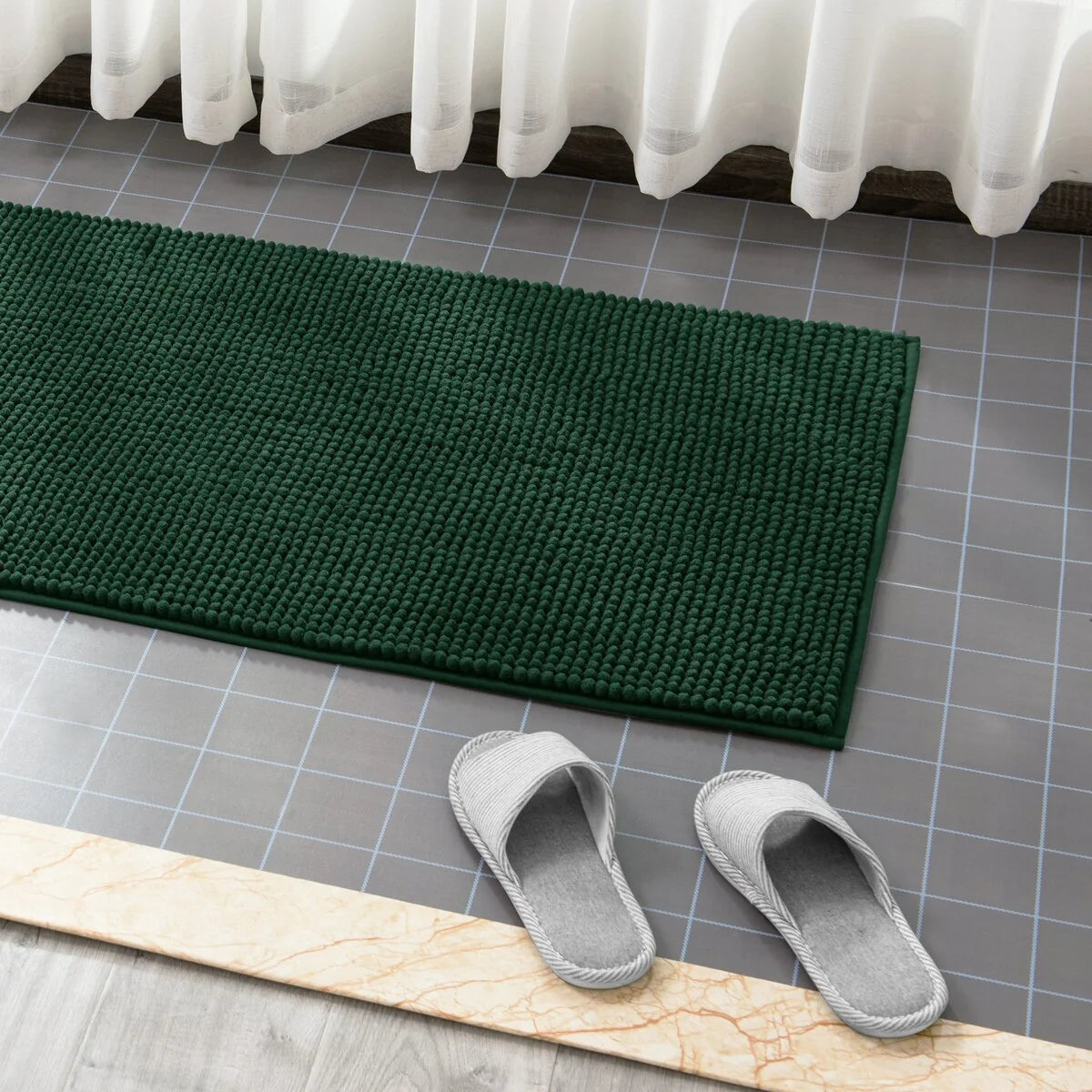 Subrtex Luxury Chenille Bath Rugs Soft Bathroom Mats