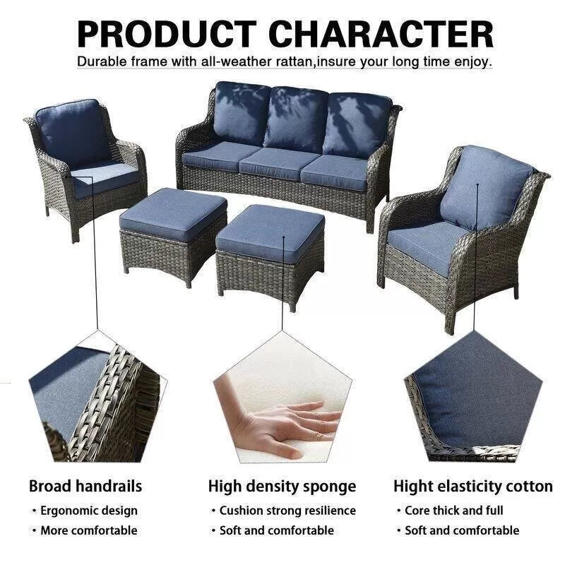 Latimer Wicker/Rattan 5 - Person Seating Group with Cushions