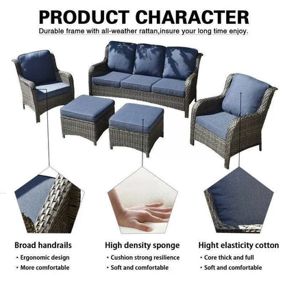 Latimer Wicker/Rattan 5 - Person Seating Group with Cushions